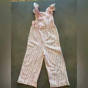 Zara Pink and White Striped jumpsuit 3T